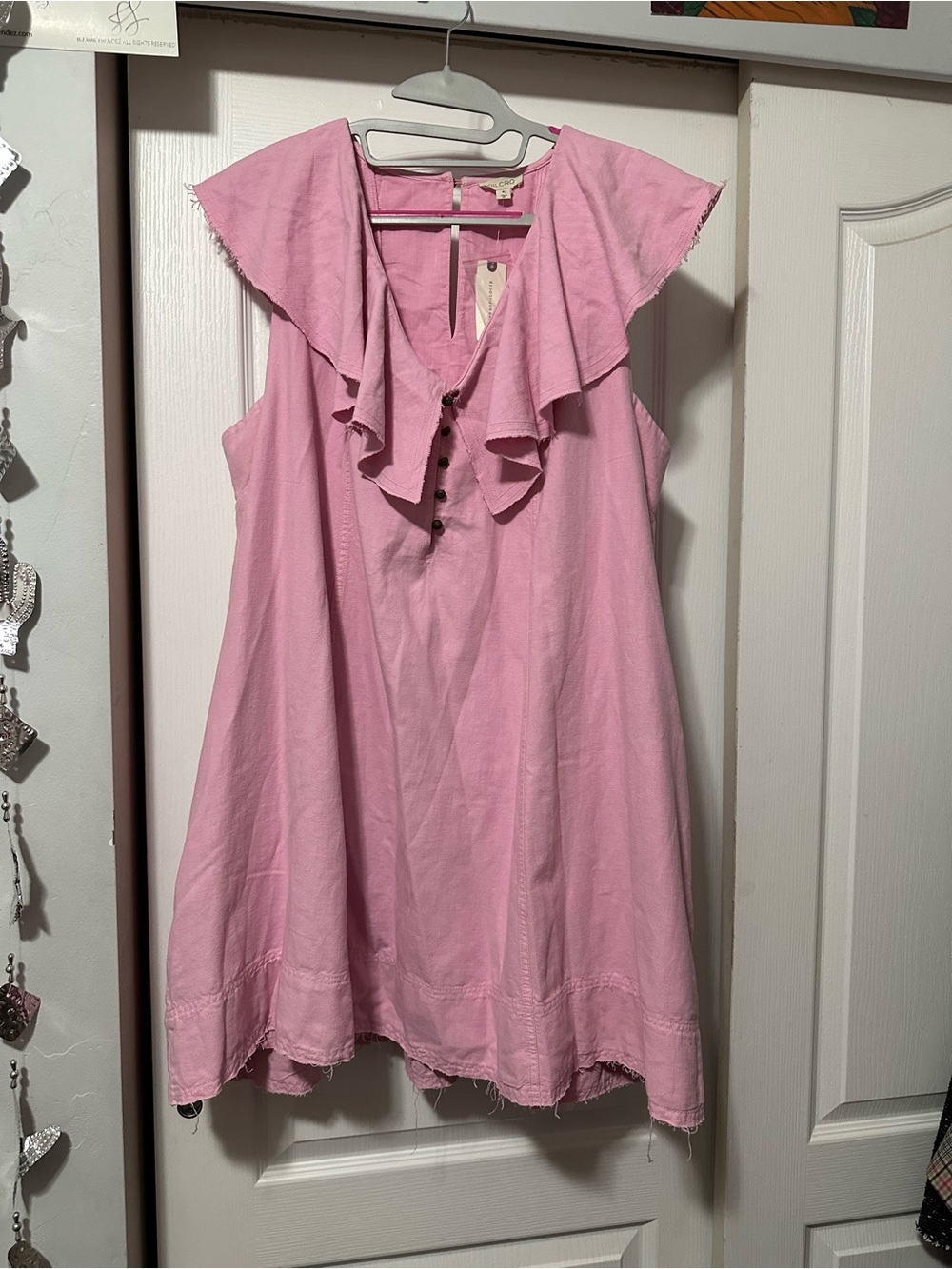 Pilcro Pink Ruffle-Sleeve A-Line Dress size XL